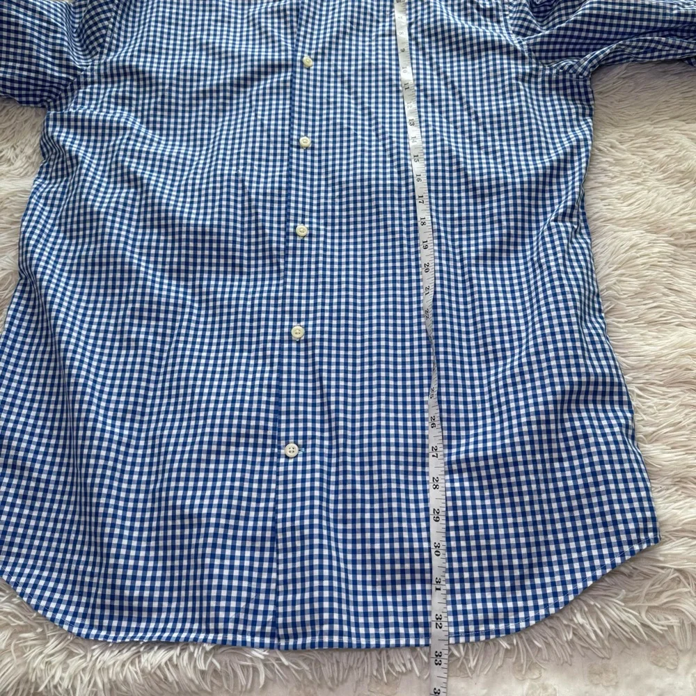 Banana Republic Grant Fit Supima Cotton Blue Gingham Button Down Shirt Size XL